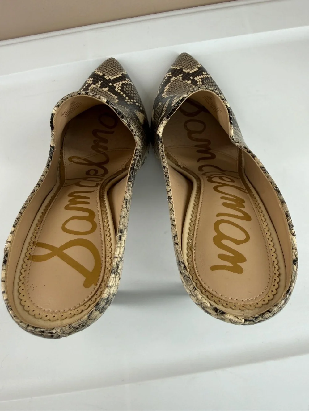 Sam Edelman Harlee Snakeskin Print Mule Heels Pointed Toe Pumps Size 10 NWOT